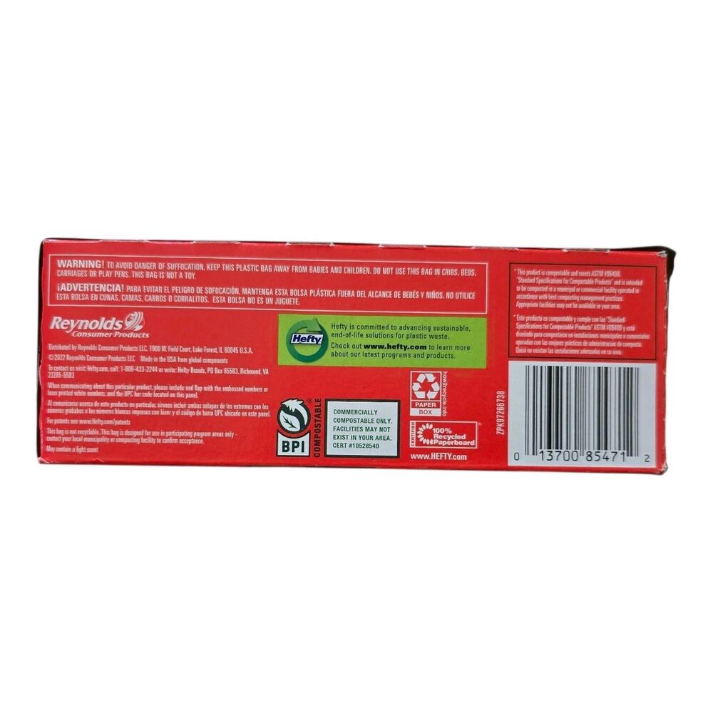 5 Boxes Hefty Compostables Small Kitchen Scrap Bags 100 Count 2.6 Gallon Bags View 4